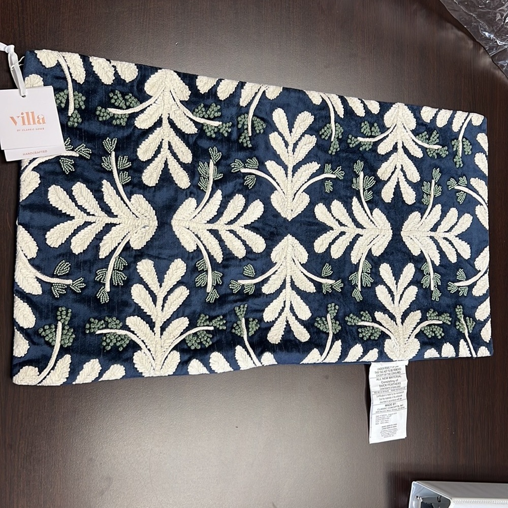 Villa Home Artisan Handmade pillowcase. Lined excellent quality. Beaded.